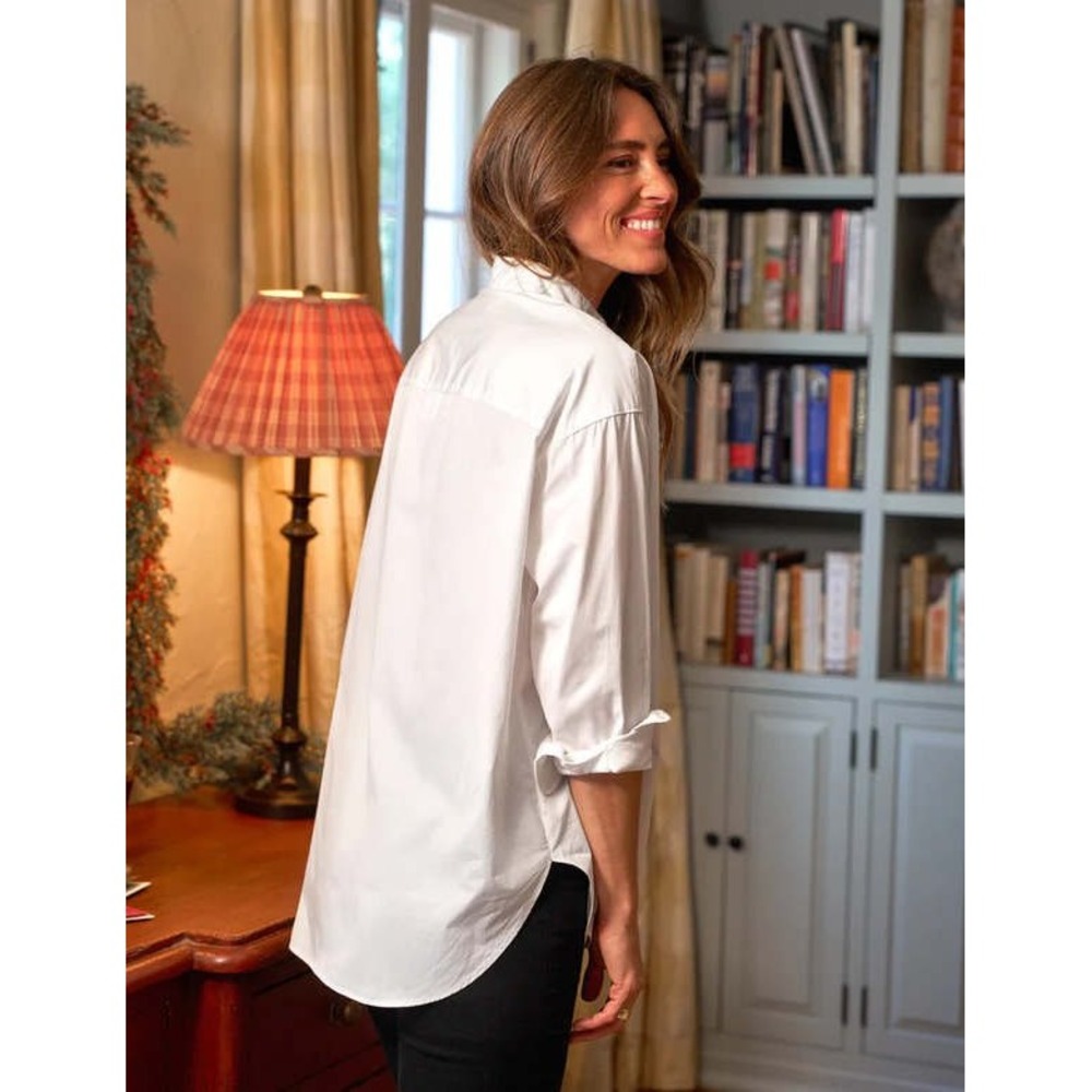 Frank & Eileen Victoria White Cotton Tuxedo Bib Front Shirt Womens Small S - Picture 3 of 11